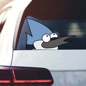 Mordecai Peeking Car Sticker - Regular Show Vinyl Decal