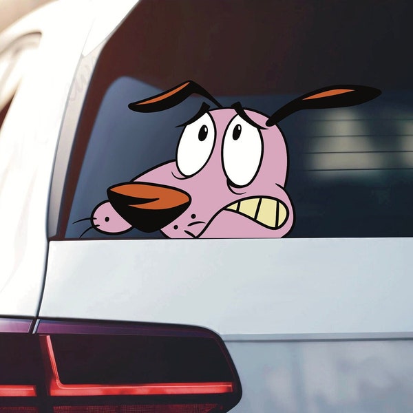 Courage The Cowardly Dog Peeker Sticker / Peeking Courage / Car Vinyl Decal / Window Sticker / Cute Water Resistent Sticker / Kids Sticker