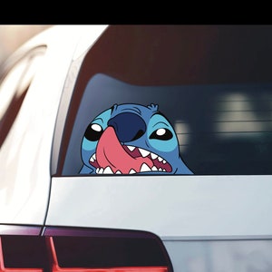 Funny Nose Picking Sticker / Vinyl Stitch Decal / Blue Alien Peeker Sticker/ Peekaboo Sticker / Car Vinyl Decal