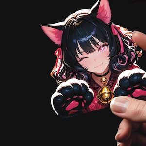 Anime Katze Mädchen Vinyl Aufkleber niedlichen ästhetischen Laptop Tablet Aufkleber Telefon Fenster Peeker wasserdicht langlebige Anime Dekor