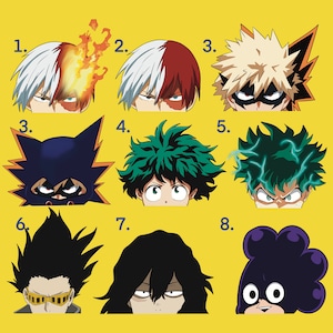 Anime Peeker Stickers/ Anime Sticker/ Anime Vinyl/ Anime Decal/ Anime Graphics/ MHA Stickers/ Hero Anime Car Stickers/ Anime Sticker Set