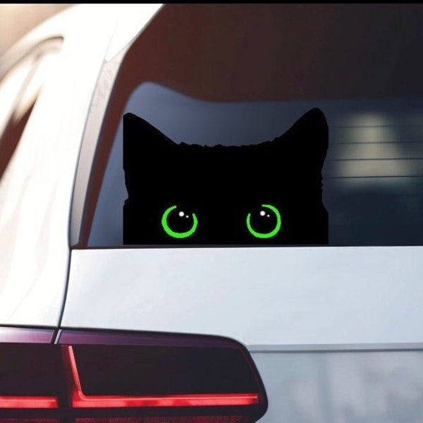 Cat Peeker Vinyl Car Decal/ Gift for Cat lover/ Black Cat Lover Sticker/ Vinyl Cat