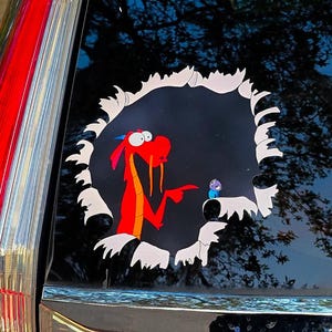 Divertente adesivo in vinile con drago rosso per finestrini auto / Adesivo con effetto carta strappata e drago Disney / Simpatico accessorio per auto Mulan Cri-Kee / Adesivo in stile anime
