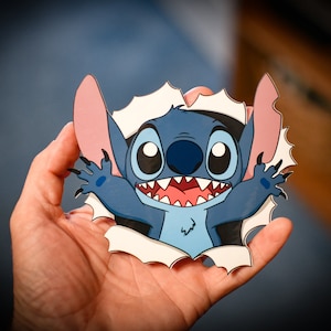 Pop Out Alien/ Peeker Peekabo Vinyl Water Resistant Ca Decal/ Stitch Car Sticker/ Weather Resistant Blue Alien Sticker