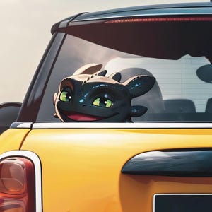 Black Dragon Peekin Vinyl Cute Toothless Dragon Peekabo Peeker Window Vinyl Decal Cartoon Stickers Movie / Dragon Peeker Vinyl Waterproof
