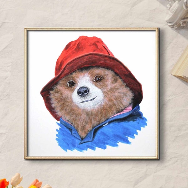 Paddington Bear | Watercolor Wallpaper | Character Commission | Cute Picture Frames | Art Deco Wallpaper | Floating Frame | Royal Portrait