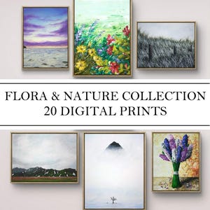 Impressions d'art nature | Collection de peintures de paysages et de fleurs (téléchargement numérique)
