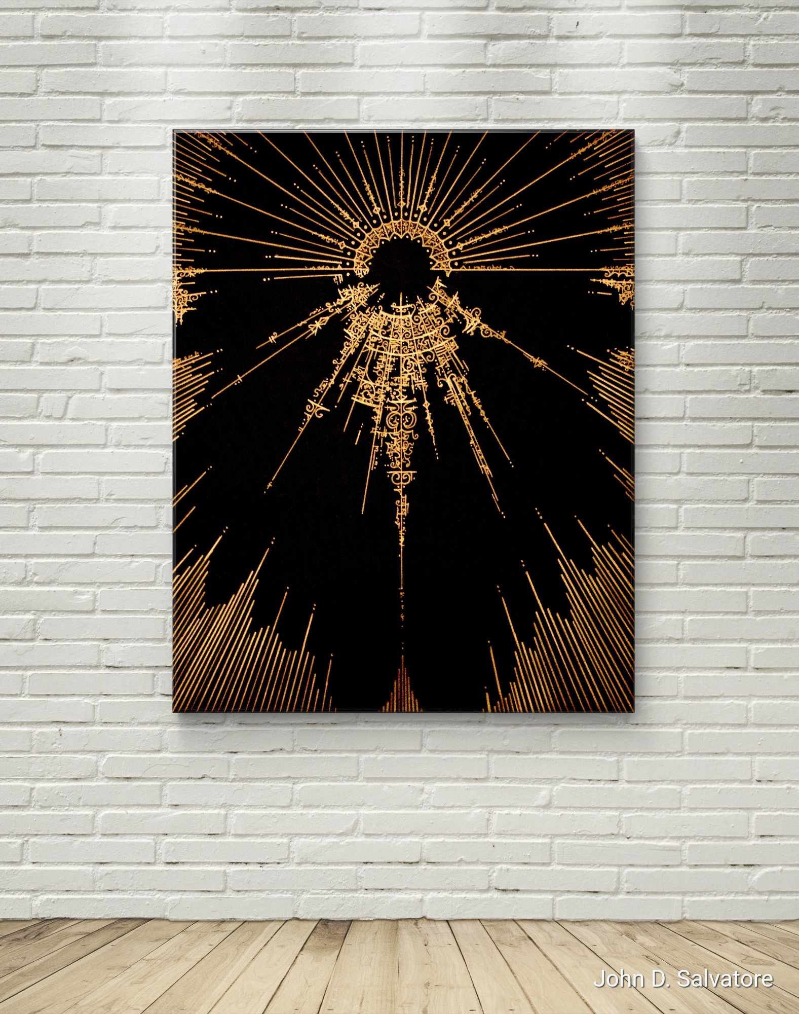 Gold Line Art Deco Print | Abstract Sun Design (digital Download