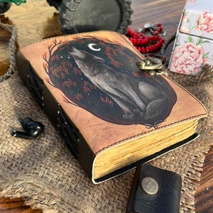 Wolf Printed Handmade Leather Bound Journal Writing Notebook Diary Notepads for Men & Women Blank Vintage Paper gift for her gift for him