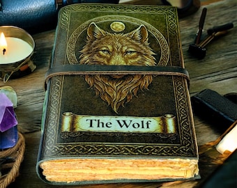 Wolf Leather Journal, Celtic Wolf Notebook, Vintage Handmade Diary, Fantasy Writing Journal, Personalized Gift for Men Women,