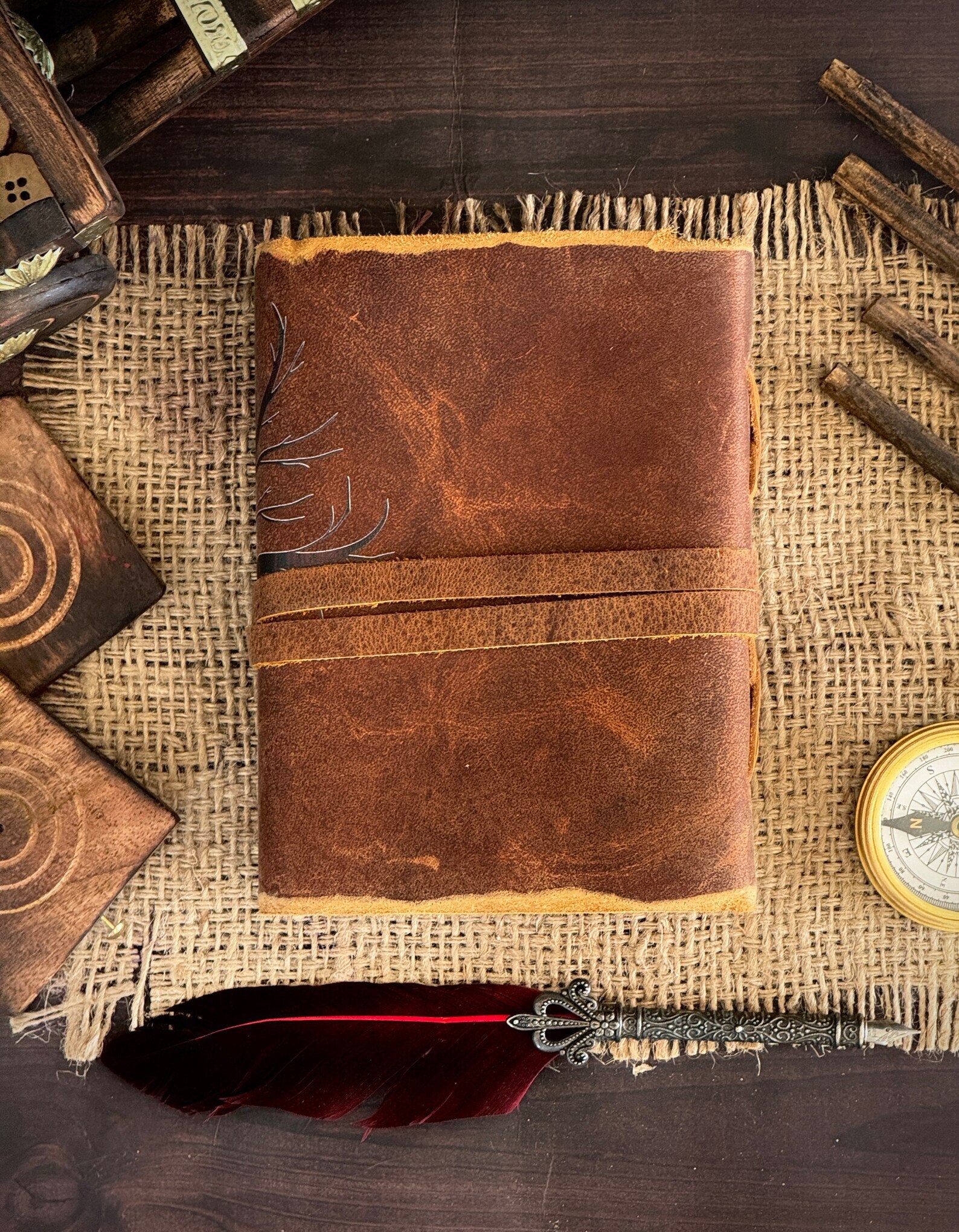Tree of Life Leather Journal - Antique Handmade Deckle Edge Vintage ...
