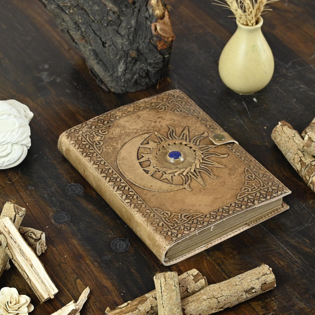 Stylish Sun & Moon Leather Journal With Lock Clasp 200 Pages Vintage ...