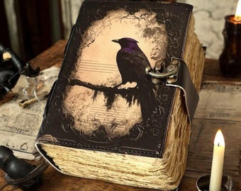 The Raven Gothic Journal Cover | Dark Academia Printable | Edgar Allan Poe Inspired Art | Vintage Crow Illustration | Gothic Notebook