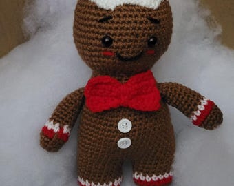 Crocheted Gingerbread Man Plush Toy, Handmade