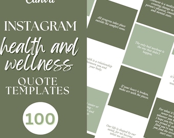 100 Health & Wellness Instagram Quote Templates (canva) - Etsy