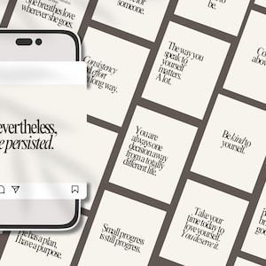 100 motywujących cytatów na Instagramie Canva Templates | Minimalistyczne cytaty na Instagramie | Edytowalne szablony Canva | Inspirujące posty z cytatami