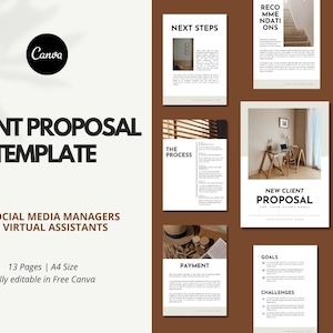Social Media Client Proposal Template: Editable in Canva (A4 Digital Download)