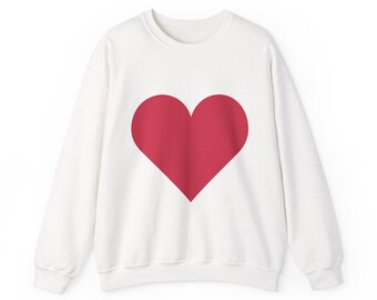 Sudadera de cuello redondo con gráfico de corazón: jersey acogedor de mezcla de algodón