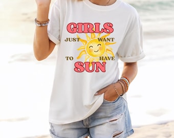 Retro Sun Graphic T-Shirt | Girls Just Wanna Have Fun Tee