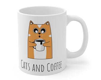 Cats and Coffee Mug | Cat Lover Coffee Cup | Gift for Cat Moms | Coffee & Cat Lovers