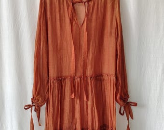 light orange summer dress Orange Dress - Tie-Front Dress - Cutout Midi Dress - Midi Dress