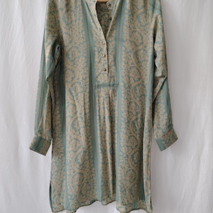 Boho Floral Print Tunic Top: Indian Embroidered Modal Blouse