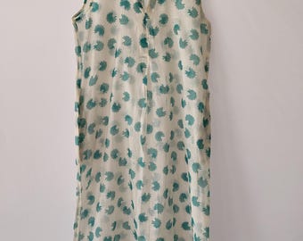 Block Printed Cotton Silk Midi Dress: Handmade Sleeveless Summer Outfit