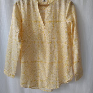 Yellow Cotton Tunic Top | Comfy Summer Blouse | Block Print Top Relaxed Fit | Tops & Blouses | Indian Shirt | Everyday Tunic | Gifts for her
