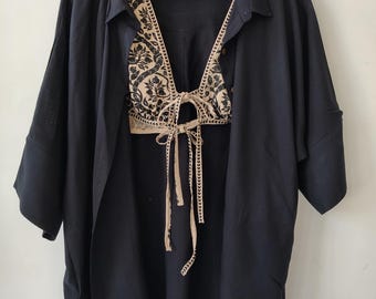 Boho Beach Loungewear Set: Viscose Bralette, Shorts & Shirt