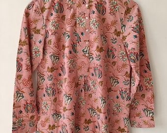 Katoenen tuniektop met boho-bloemen blokprint: vakantiekleding voor dames