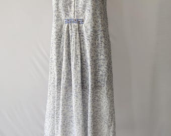 Floral Block Printed Cotton Midi Dress: Boho Summer Sundress