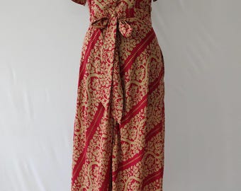 Floral Viscose Maxi Dress: Boho Shirt Style with Pockets, Red Valentines day dress