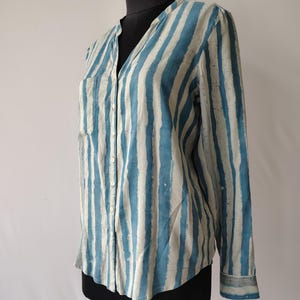 Blue Casual Shirt for women | Spring Tunic Top Loose Fit | Stripes Pattern | Button Down Top | Light Weight Comfy Clothing | Gifts for her