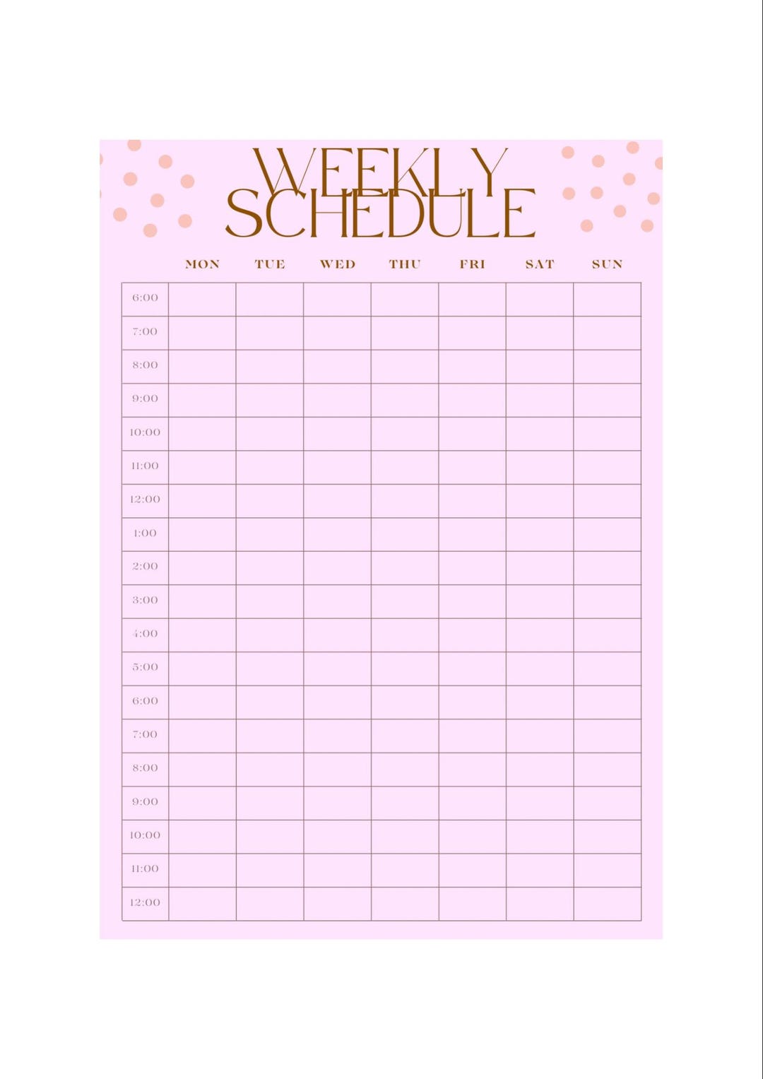 Pink Girly Weekly Planner With Time Stamps - Etsy