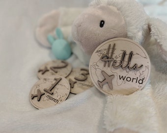 Baby Travel Monthly Milestone Rounds | Monthly Milestone Sign | Photo Props | Baby Shower Gift Ideas