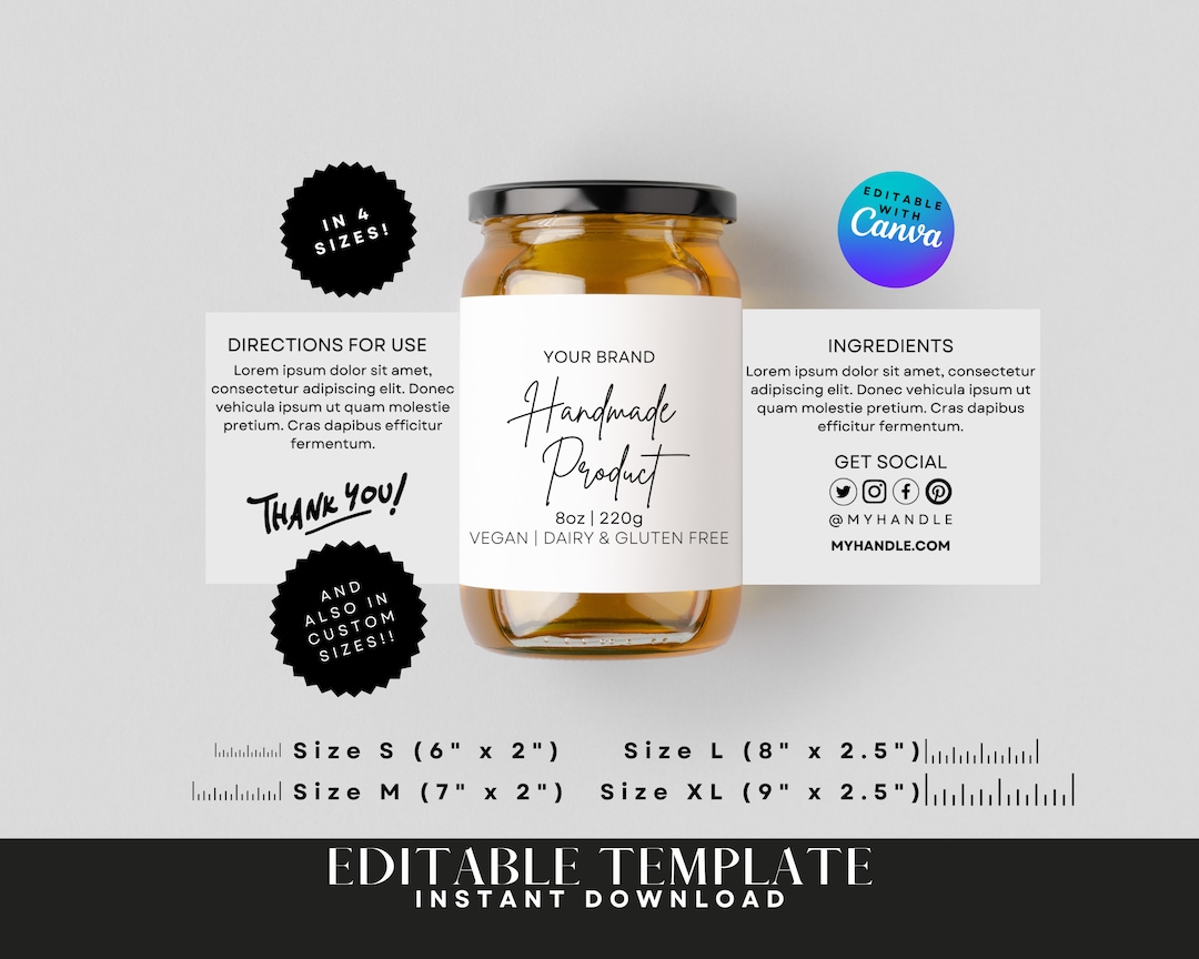 Printable Jar Label Wrap Around Stickers, Mason Jar Labels, Container