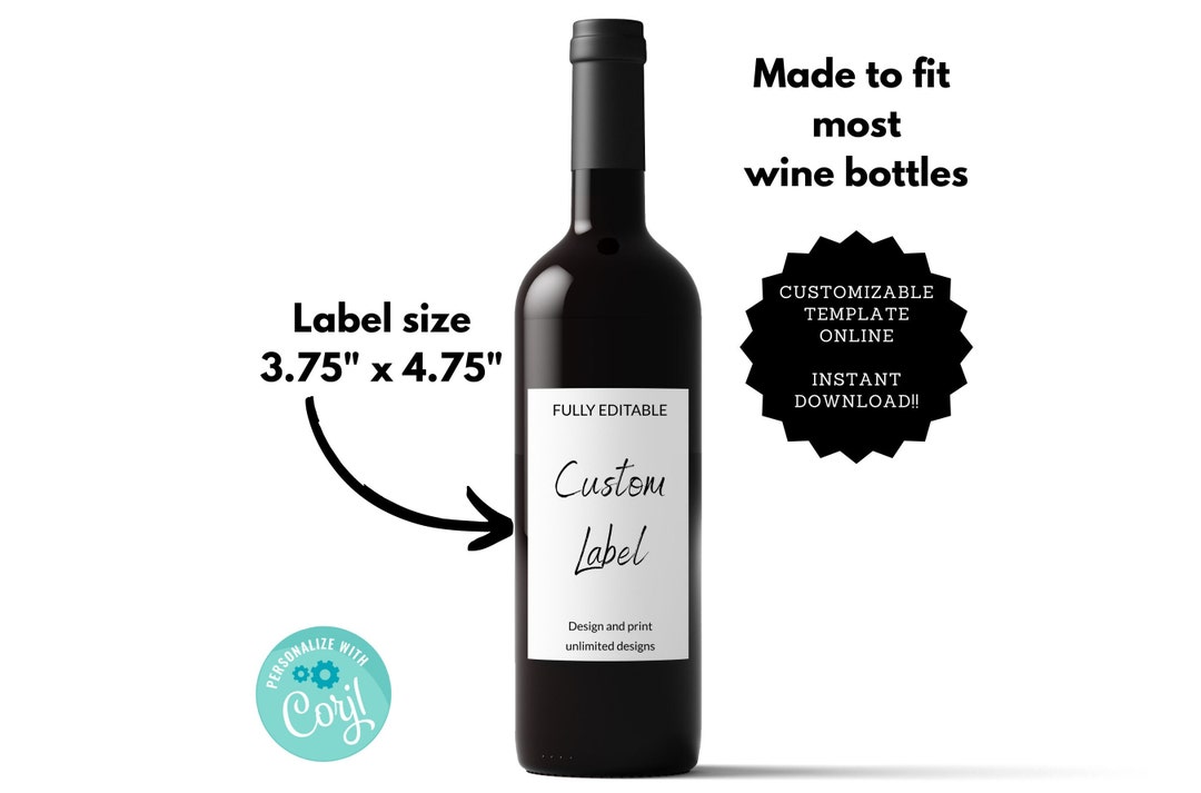 Wine Label Printable Wine Bottle Label Wedding Editable Wine Label