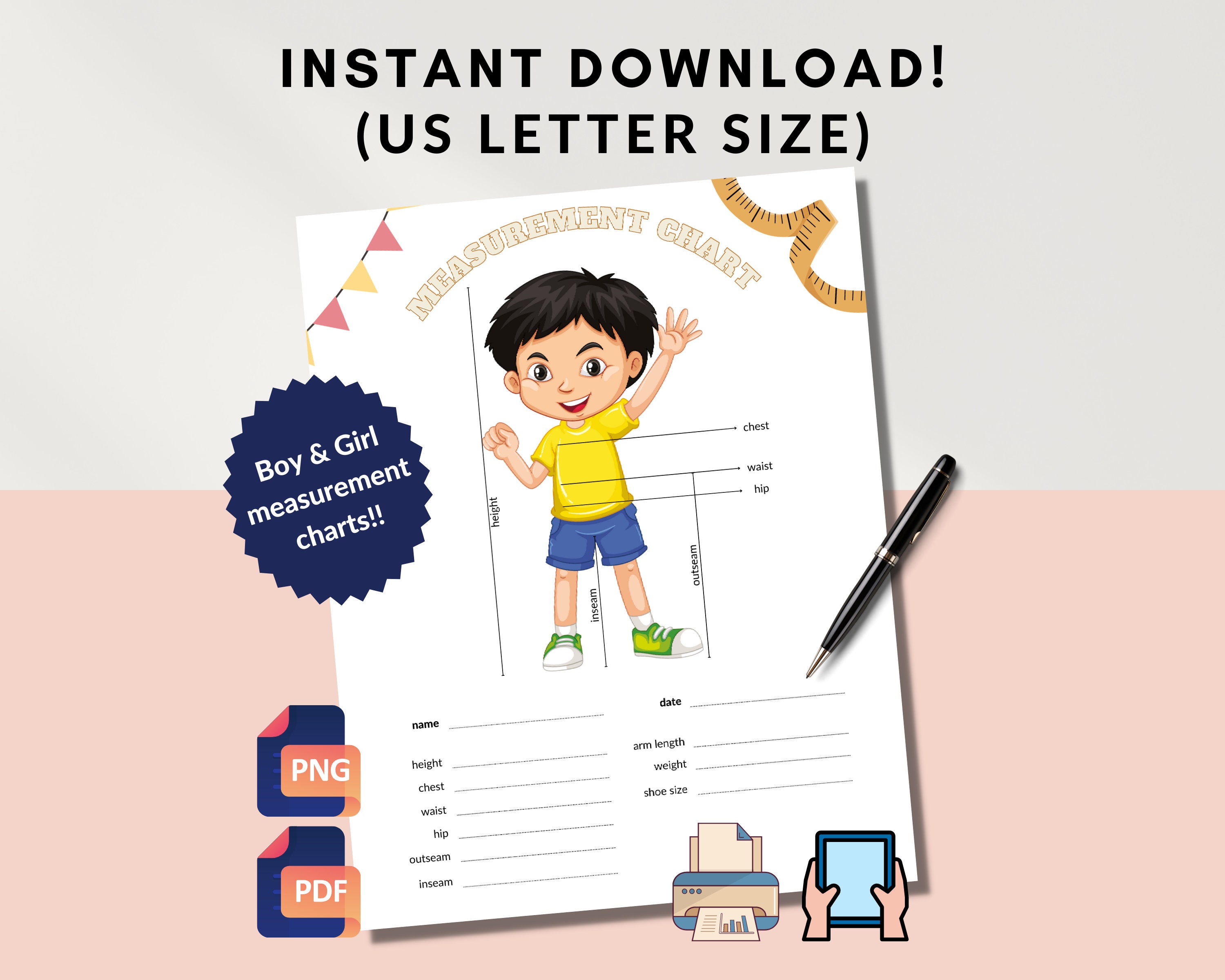 Body Measurement Chart Sheet Kids Body Measurement Chart Boy Sewing ...