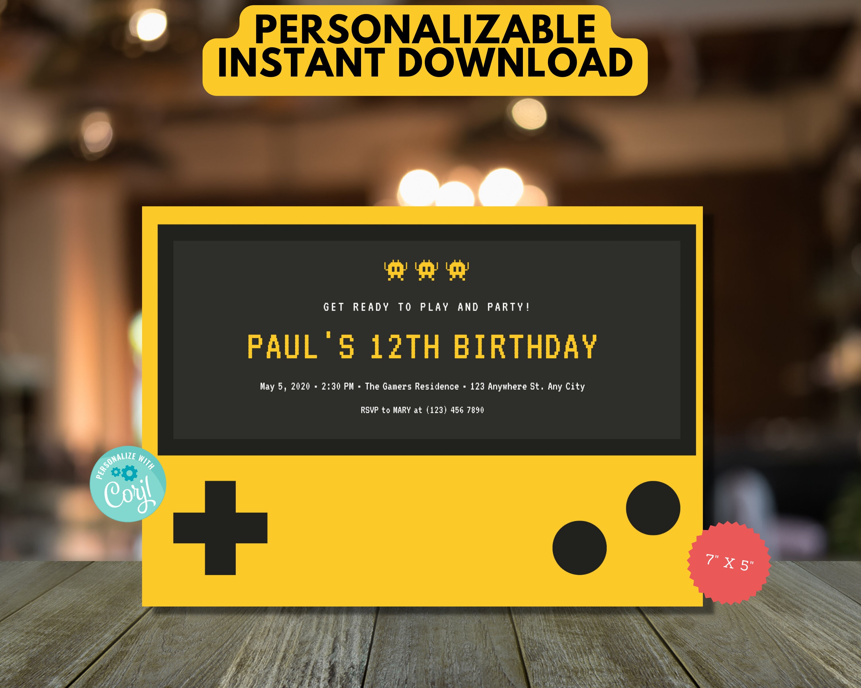 Printable Party Invitation Video Game Kids Birthday Invitation Nintendo ...