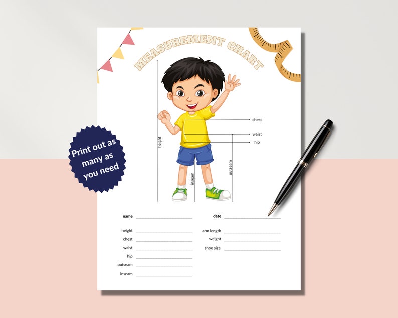 Body Measurement Chart Sheet Kids Body Measurement Chart Boy Sewing ...