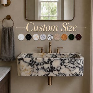Pia de mármore liso, cuba de parede, 9 opções de pedra premium, lavatório de bancada com console, pedra natural, tamanho personalizado