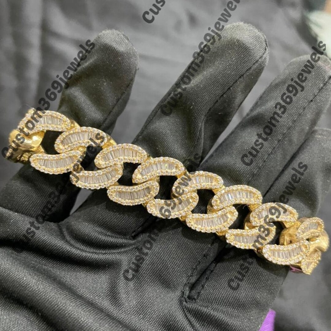 18mm Mens Miami Cuban Link Unique Bracelet Customize Chain 8.3ct ...