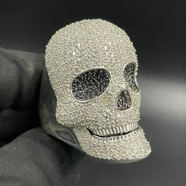 2.5ct Tester Pass Moissanite Skull Ring / Theme Party Ring / Classic Ring / Rapper's Charm Ring / 3D Skull Ring / Halloween Gift for Men's