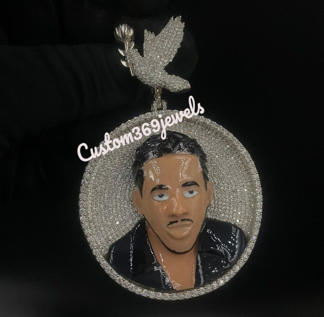 Iced Out 3D Pendant / Memorable Custom Pendant / Unique Dove Bird Bail