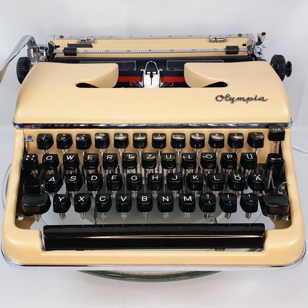Restaurierte Eierschalen-Schreibmaschine Olympia SM3! Klassischer 50er Jahre Anhänger