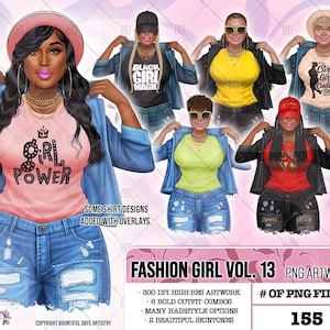 Fashion Girl clipart, Boss Fashion clipart, Fashion Girl Clipart, Boss Girl clipart, Fashion Illustration, Afro lady clipart