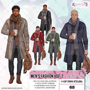 Man clipart, Boyfriend clipart, Fall man clipart, Winter man clipart Boy clipart, Male clipart, African american man clipart