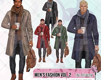 Man clipart, Boyfriend clipart, Fall man clipart, Winter man clipart Boy clipart, Male clipart, African american man clipart