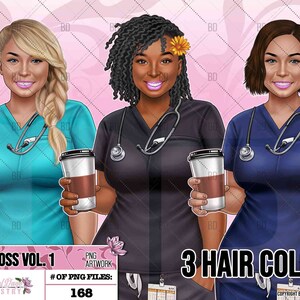 Image highlighting various hair color options available for the healthcare professional woman artwork, allowing for personalized selection.