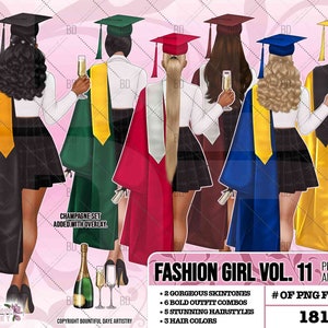 Graduate, Girl Fashion clipart, Boss Fashion clipart, Fashion Girl Clipart, Boss Girl clipart, Fashion Illustration, Afro lady clipart